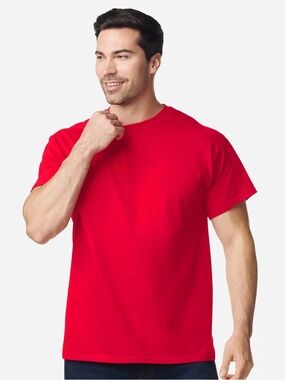 Fruit of the Loom Men's Bright Red Short Sleeve Crewneck Tee
